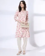 Women Lotus Floral Jaal Print Straight Kurta